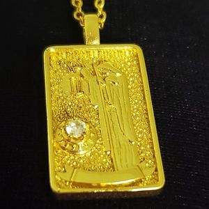 18k Gold Filled Hermit Tarot Card Necklace